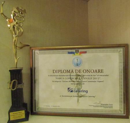 Compania SA „Aeroport Catering” a fost premiată cu cupa Grand-prix a „Mărcii comerciale a anului - 2012”
