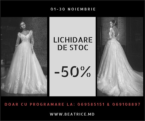 Ofertă fără precedent la salonul "Beatrice" — 50% reducere la toate rochiile!