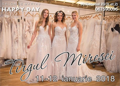 11-12 ianurie va avea loc tirgul rochiilor de mireasa 2018 la Salonul "Happy Day"