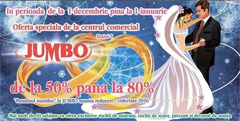 "Paradisul nunților" la Jumbo anunță reduceri 50%-80%